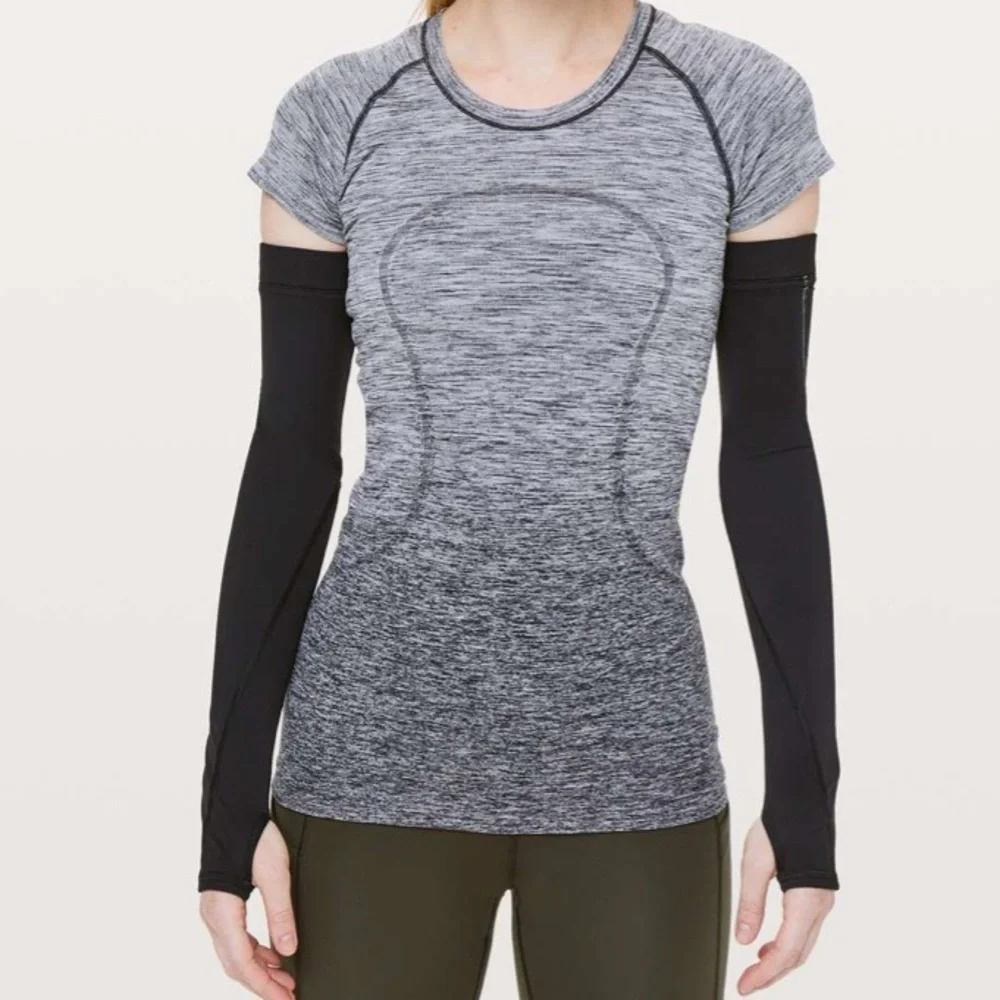 lululemon athletica Black Arm Sleeves with White Reflective Stripes